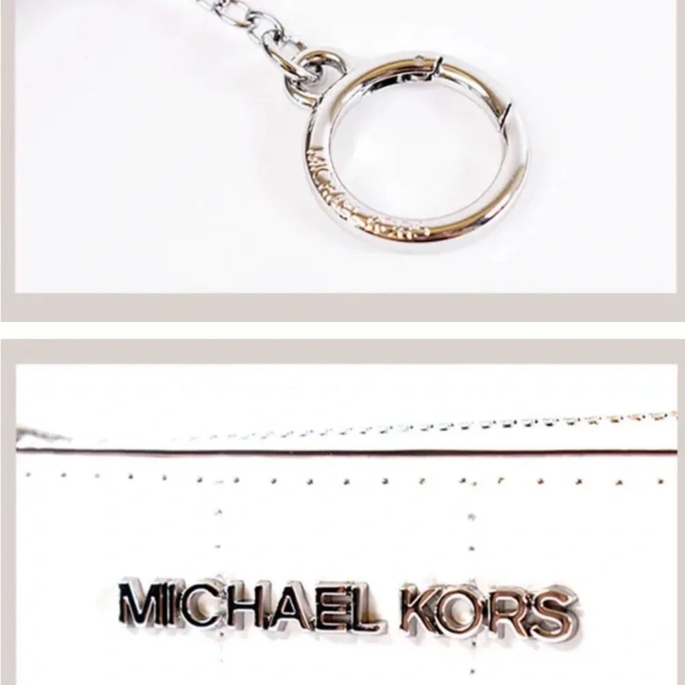 Michael Kors NWT White Card Holder with Zip and key chains n - Picture 4 of 7